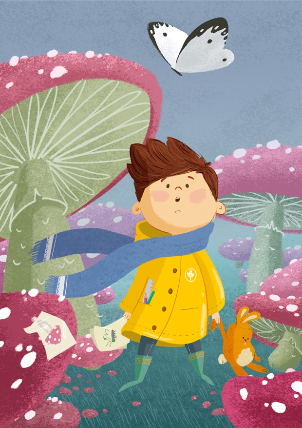 Ilustracion infantil de un mundo mágico