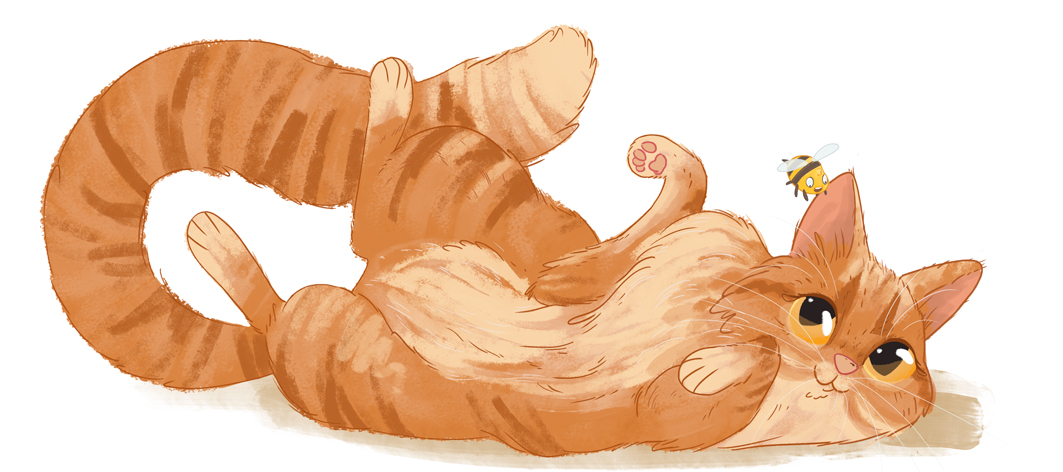 Ilustracion de un gato pelirrojo tumbado