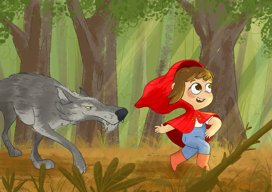 Dibujo infantil del libro caperucita roja