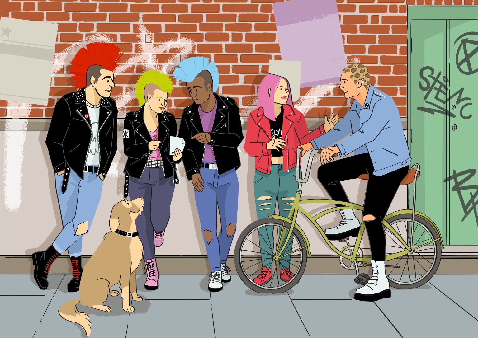 Grupo de punks hablando